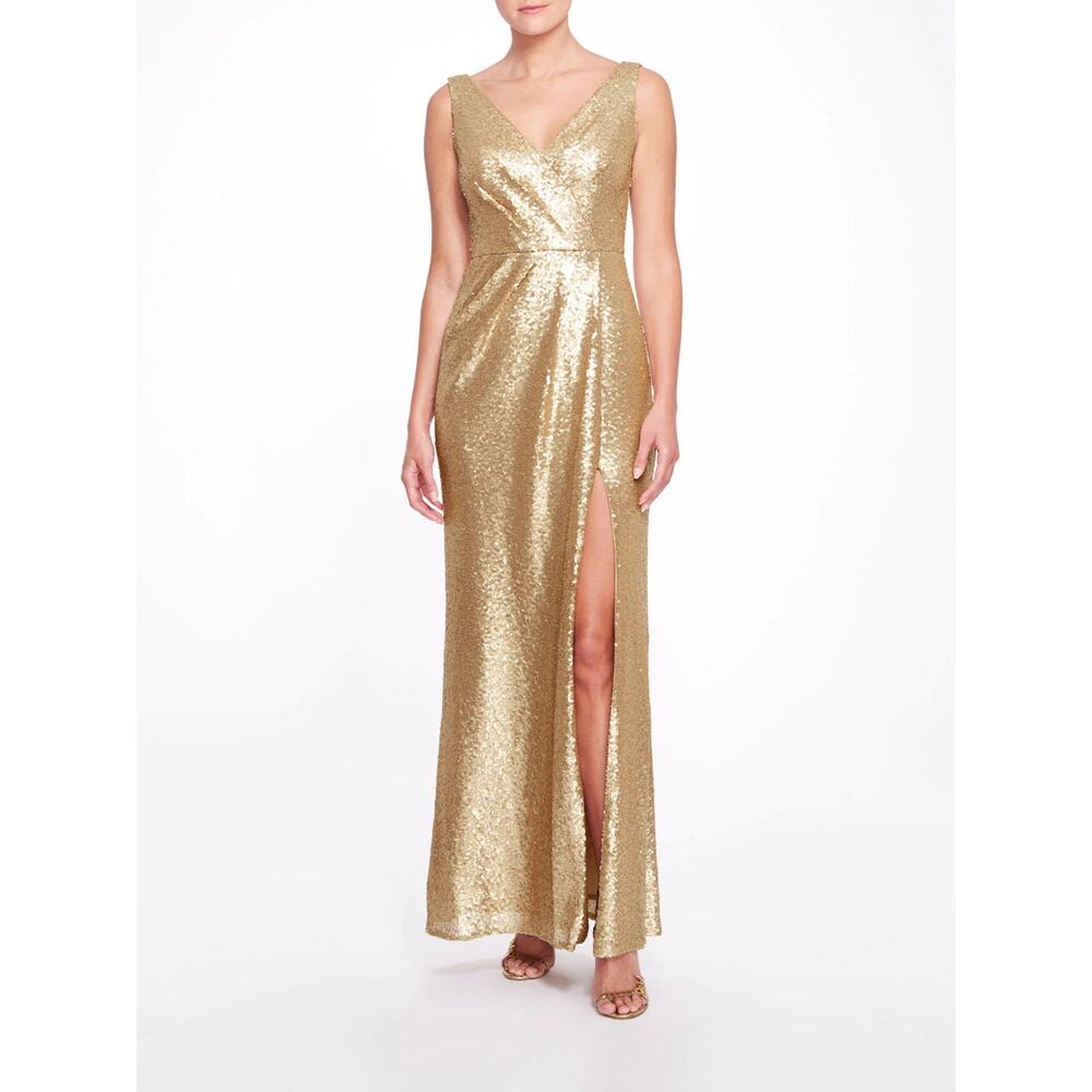 Marchesa Gold Sequin Dress size 8